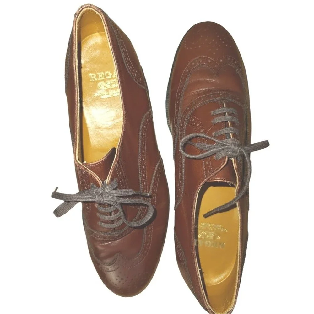 Men Brown Regal Geox System Wing Tip Brogue Oxford Shoe Japan Sz 24 - 6/6.5 US